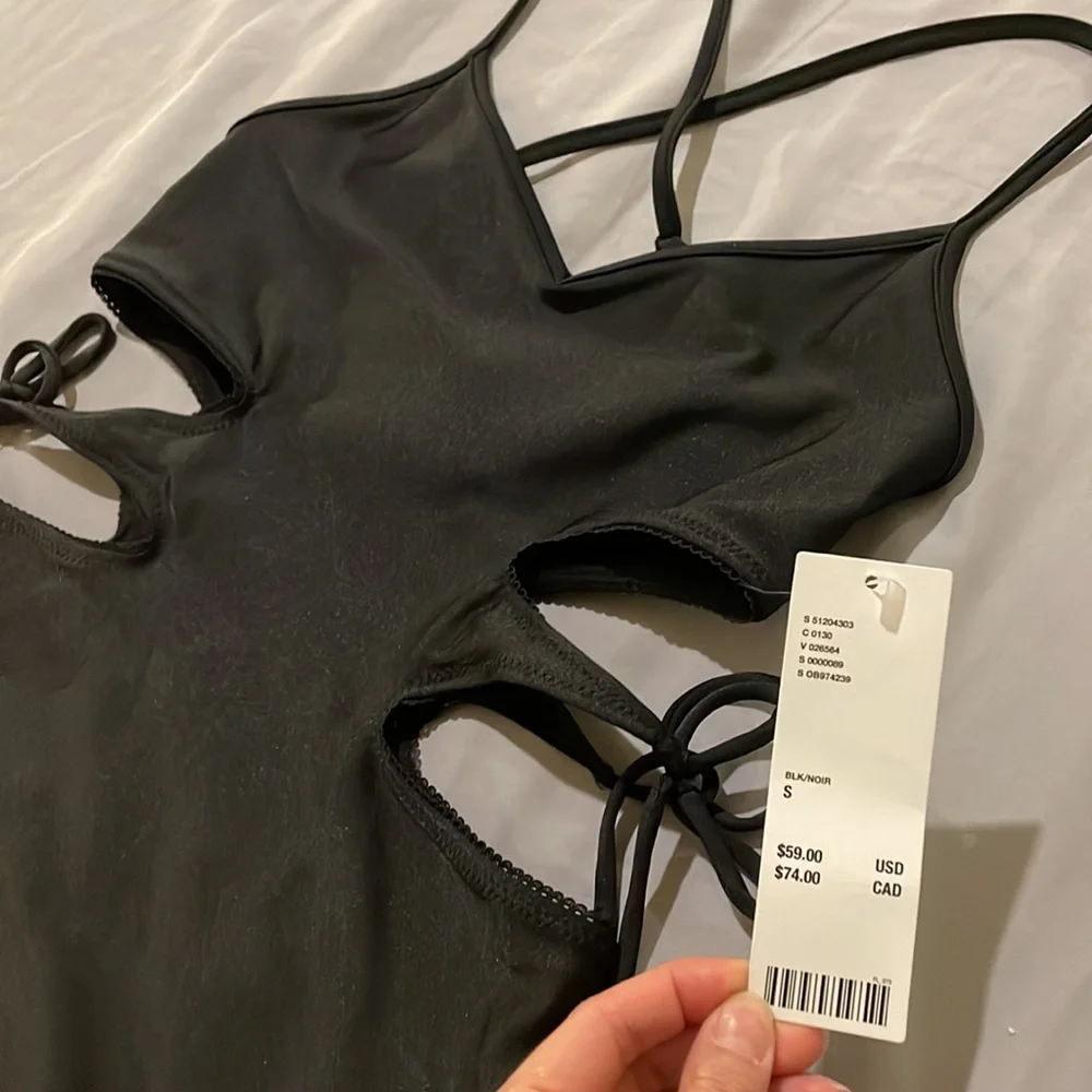 NWT Urban Outfitters Cut-Out Black Mini Dress - Picture 2 of 4